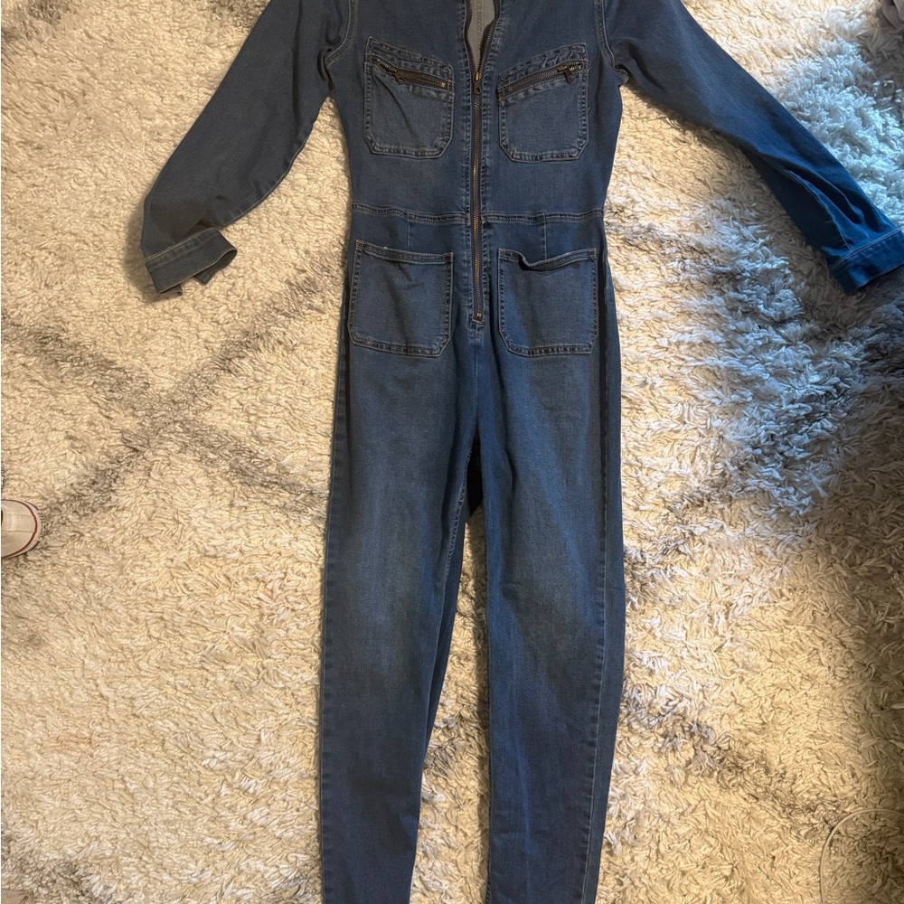 Free People Blue Denim Top